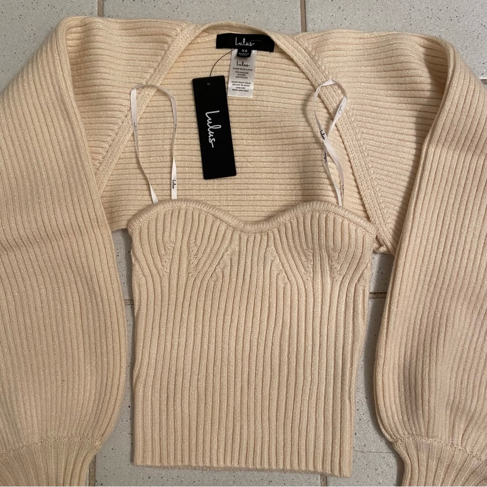 NEW Lulu’s Strapless Knit Tube Top/Shrug Set - Picture 2 of 5